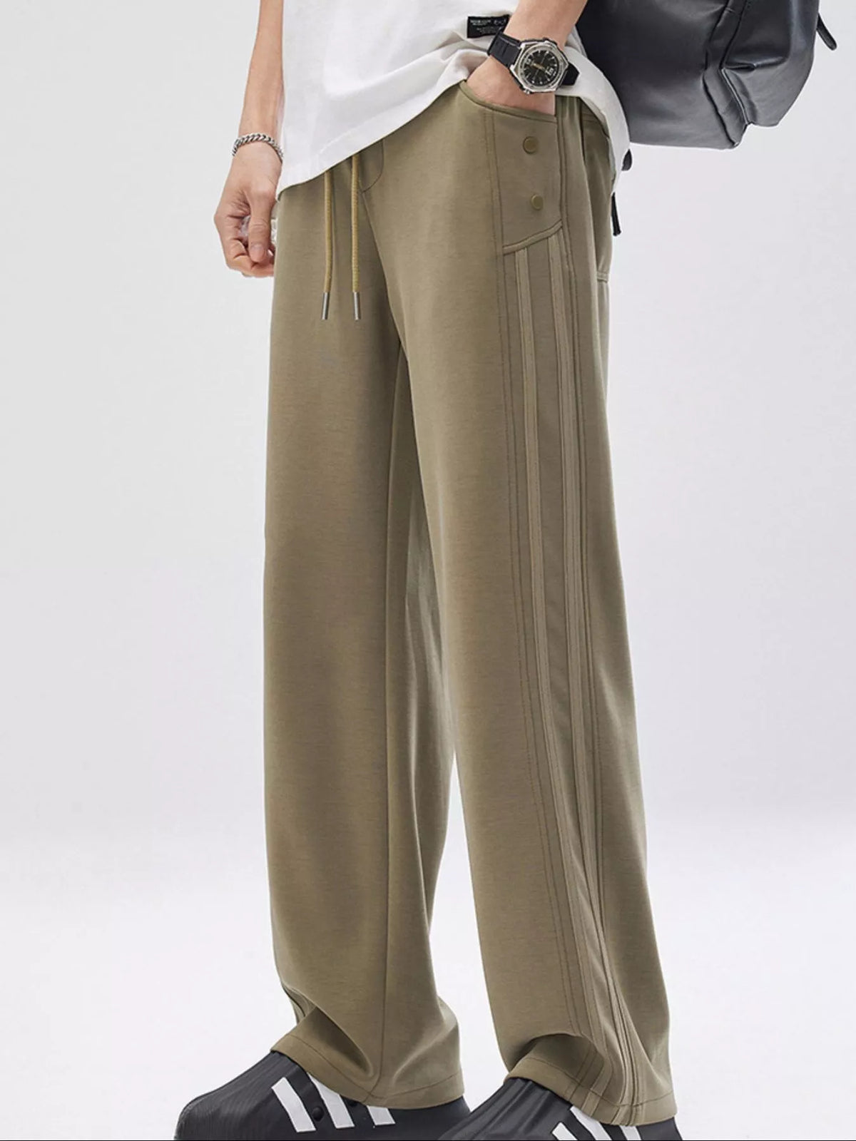 Men's Full Size Drawstring Wide Leg Casual Pants Plus Size, view 5