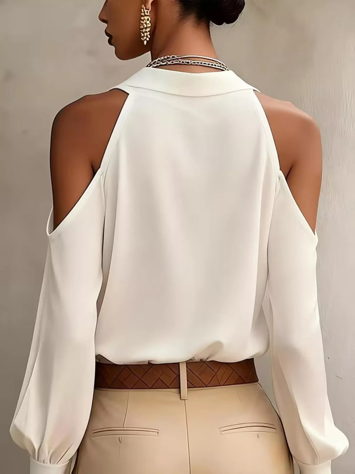 Cold-Shoulder Button-Down Shirt, view 4