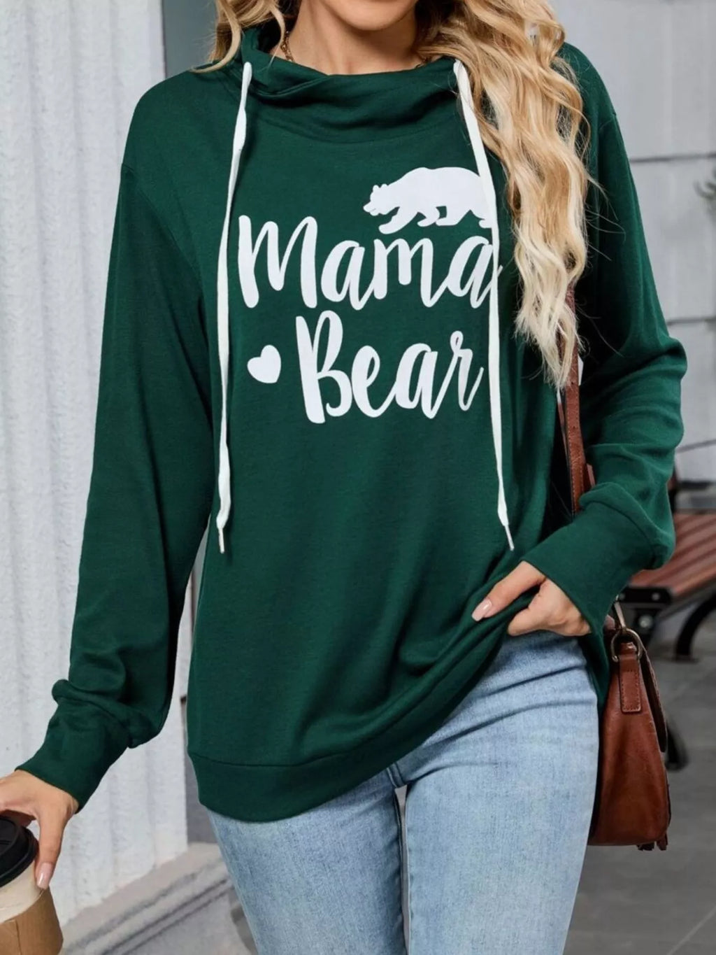 Contrast Letter Graphic Drawstring Long Sleeve Hoodie - Lilixa.store