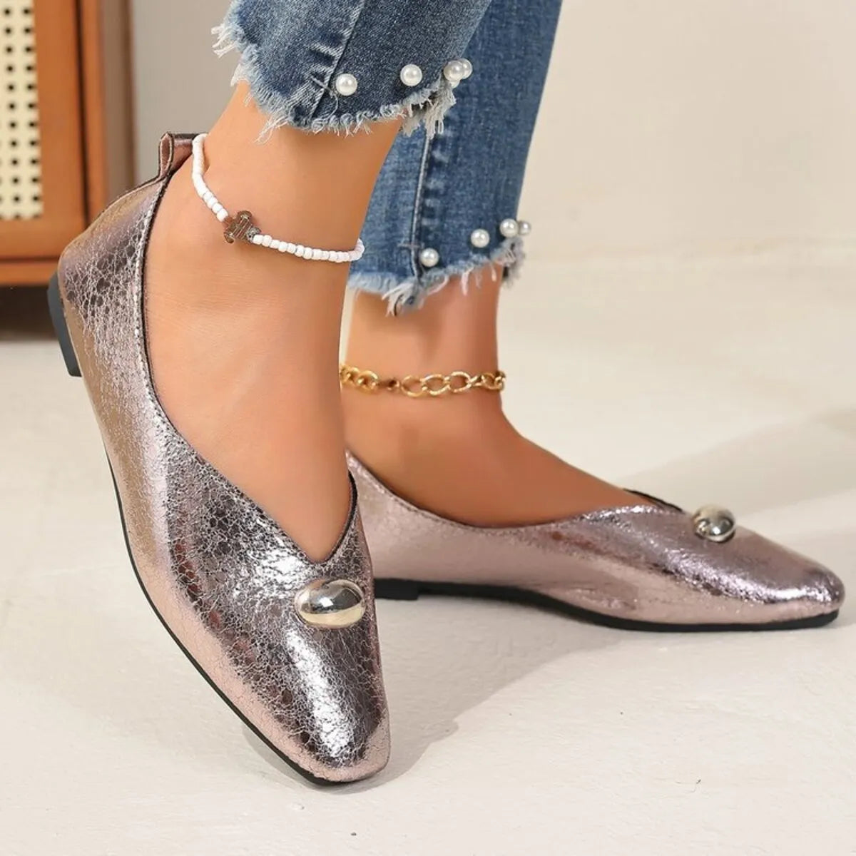 Square Toe Flats Slip-Ons, view 3