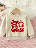 Children's Joy to the World Graphic Crew Neck Sweatshirt in Beige