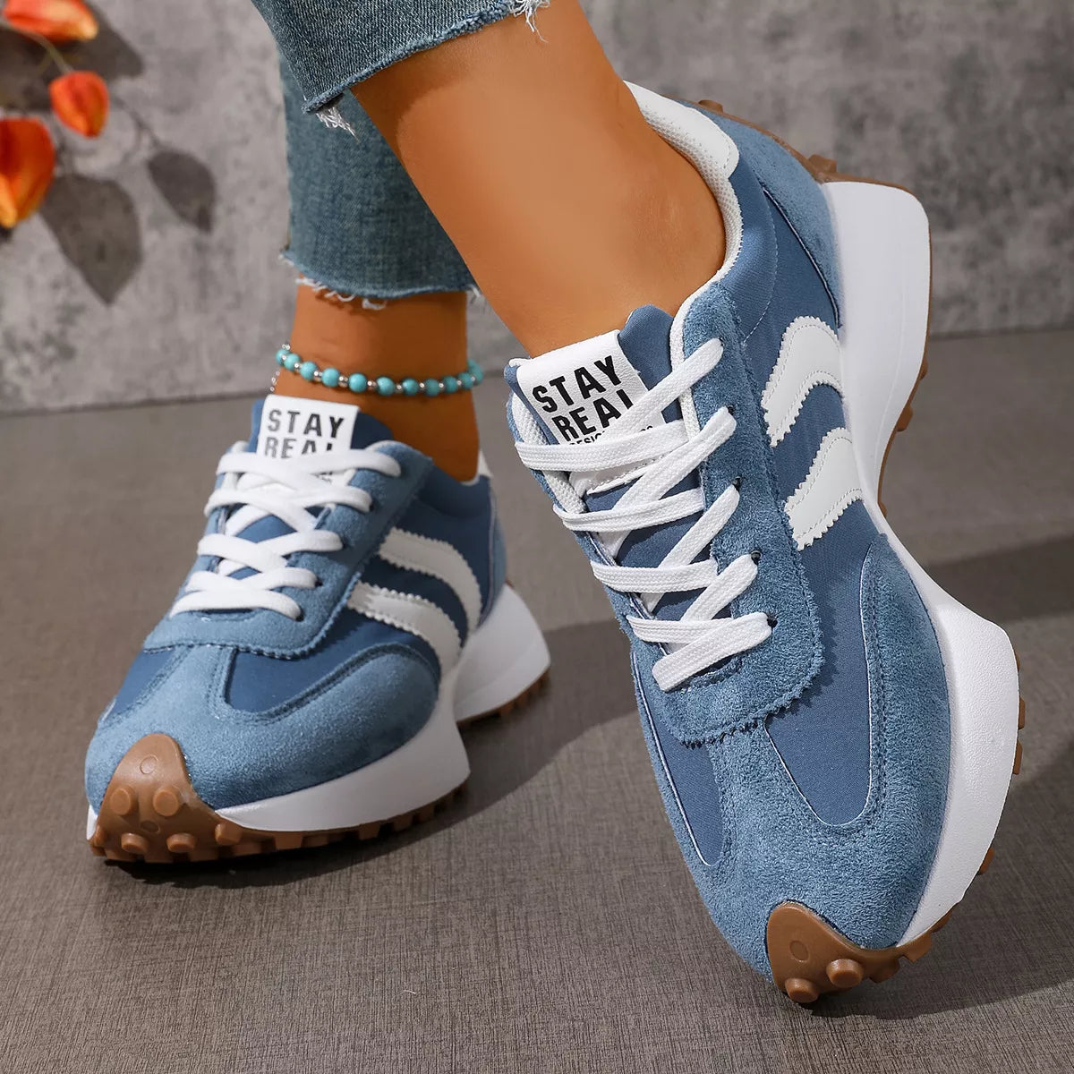Lace Up Round Toe Sneakers - Lilixa.store