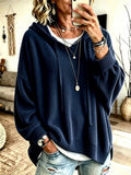 Drawstring Ribbed Knit Hoodie - Lilixa.store