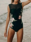 Full Size Cutout Printed Sleeveless One-Piece Swimwear - Lilixa.store