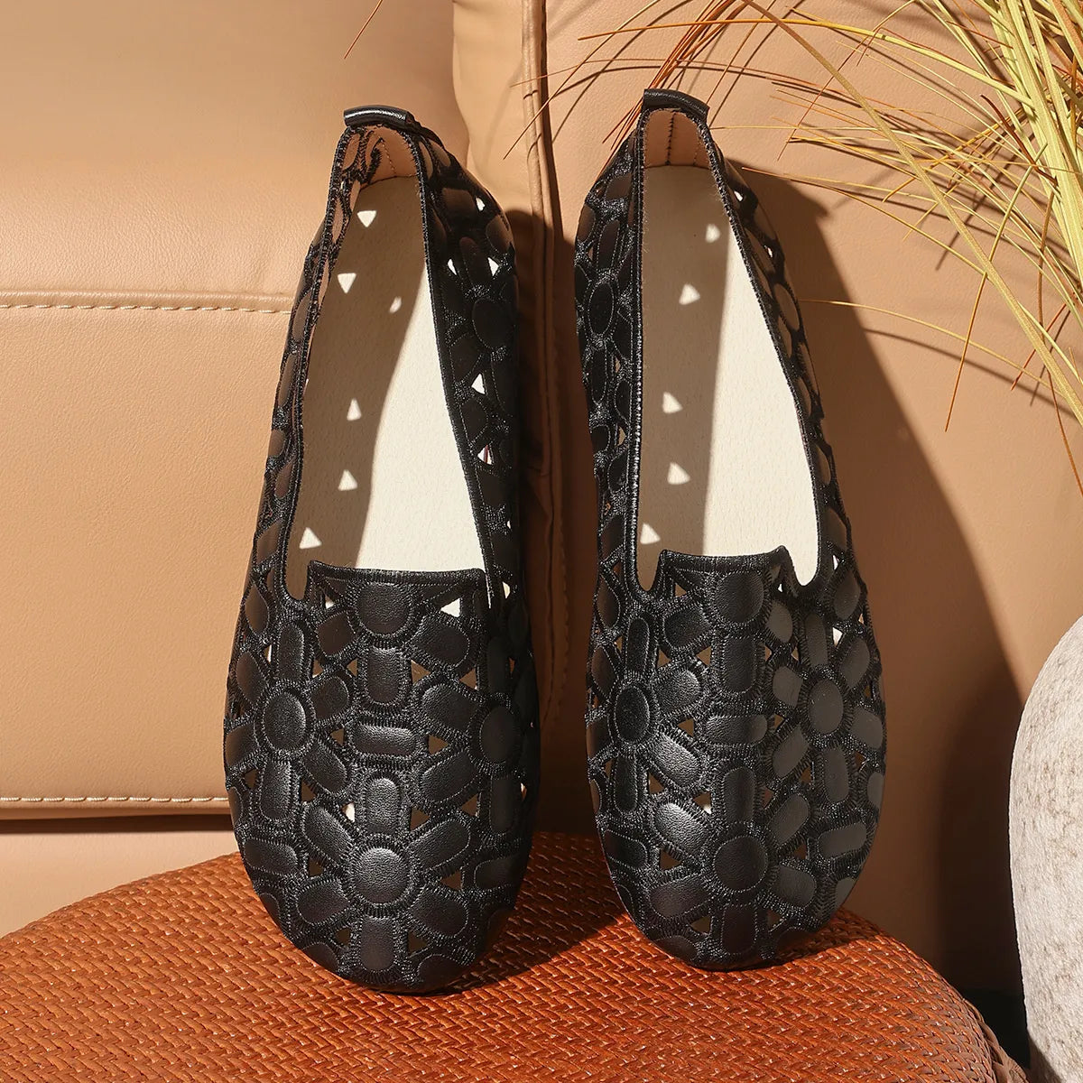 Cutout Round Toe Slip-Ons, view 5