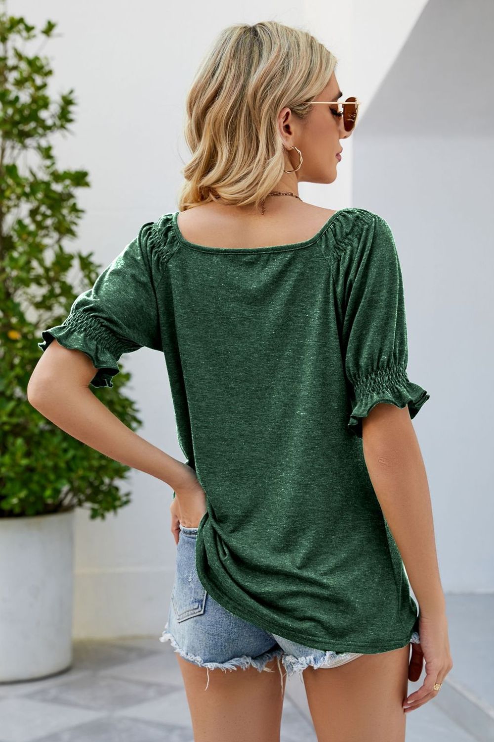 Short Flounce Sleeve Top - Lilixa.store