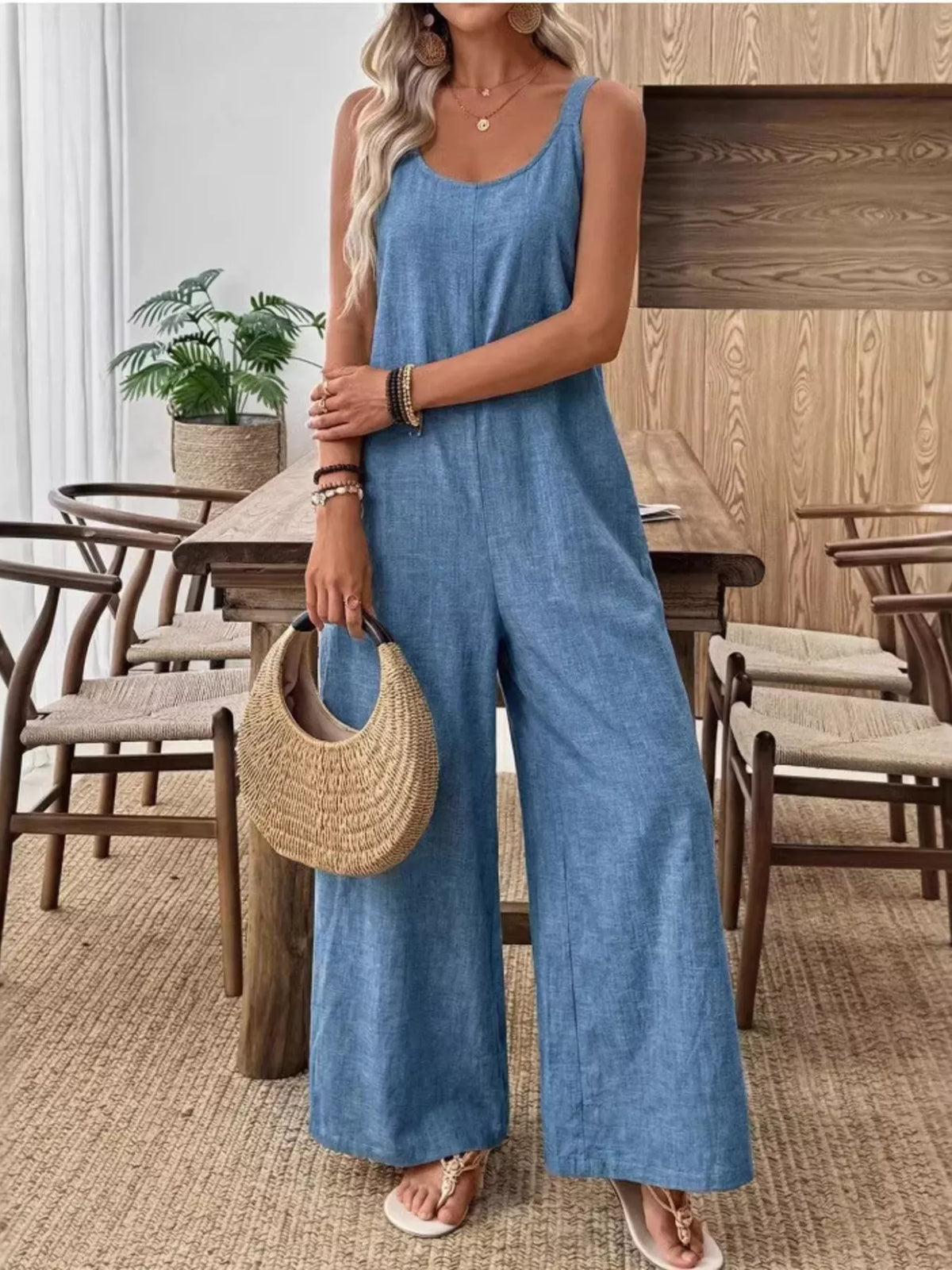 Spaghetti Strap Wide Leg Jumpsuit - Lilixa.store