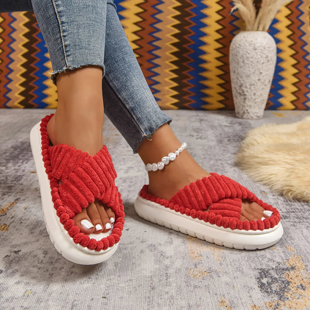 Crisscross Open Toe Platform Slippers - Lilixa.store