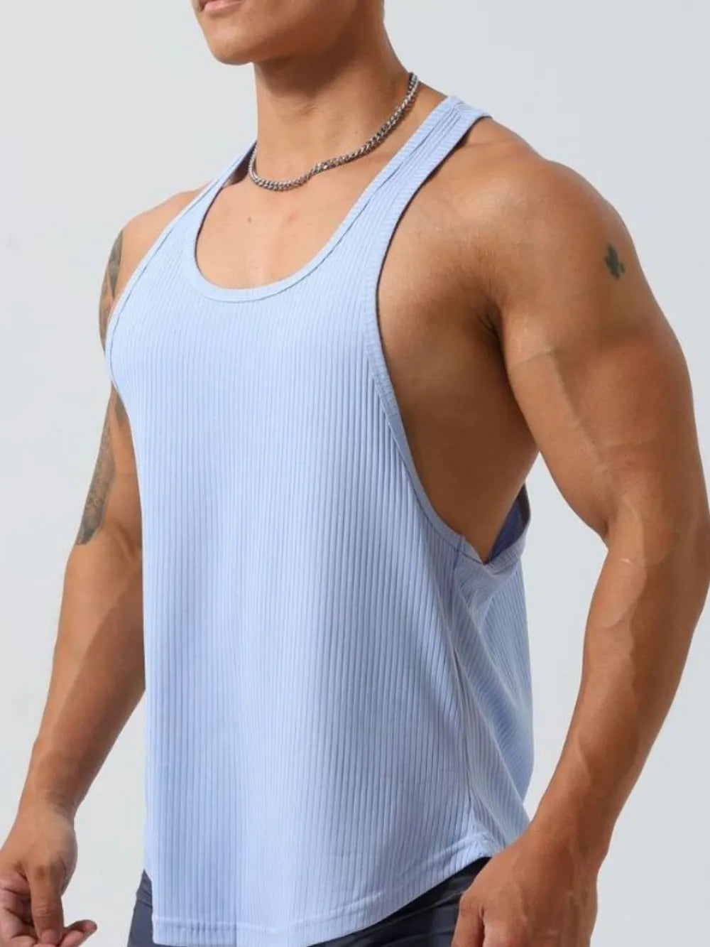 Men's Plus Size Round Neck Wide Strap Tank - Lilixa.store