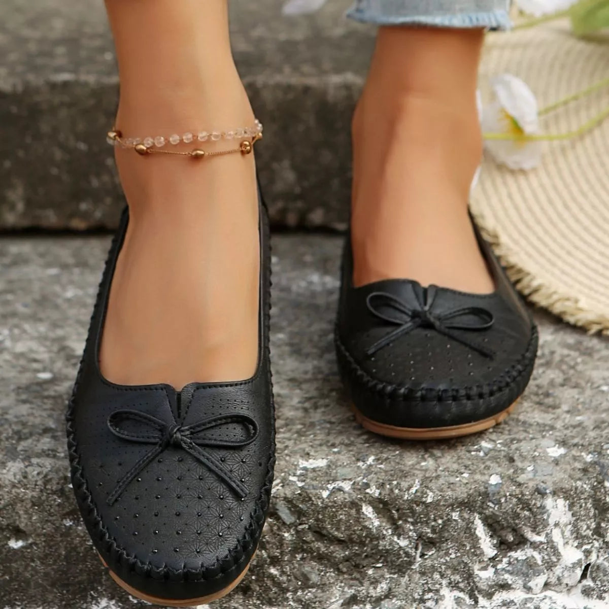 Bow Round Toe Slip-Ons - Lilixa.store