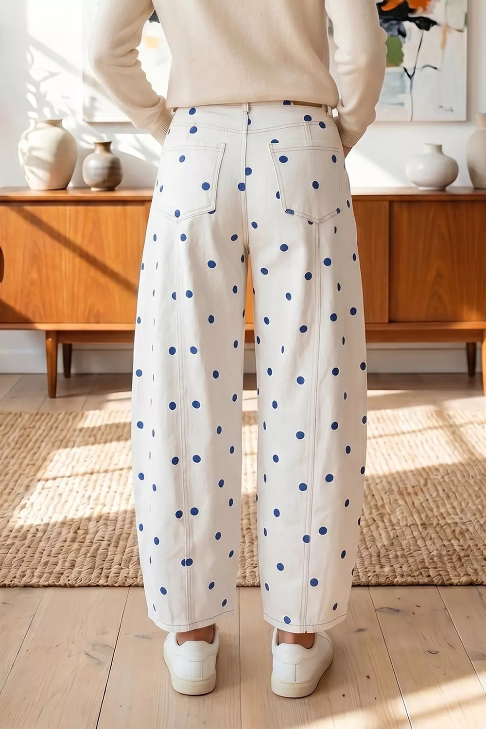 Polka Dot Wide-Leg Jeans