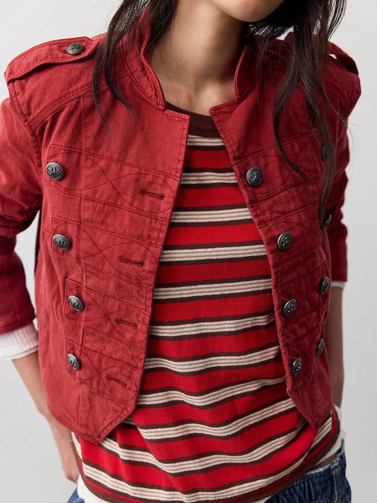 Decorative Button Cropped Jacket