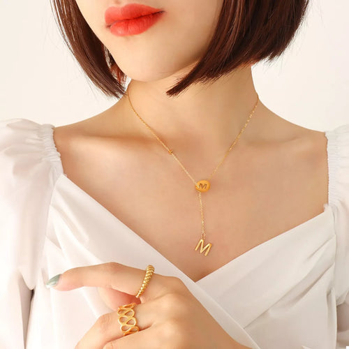 18K Gold-Plated Titanium Steel Letter Pendant Necklace - Lilixa.store