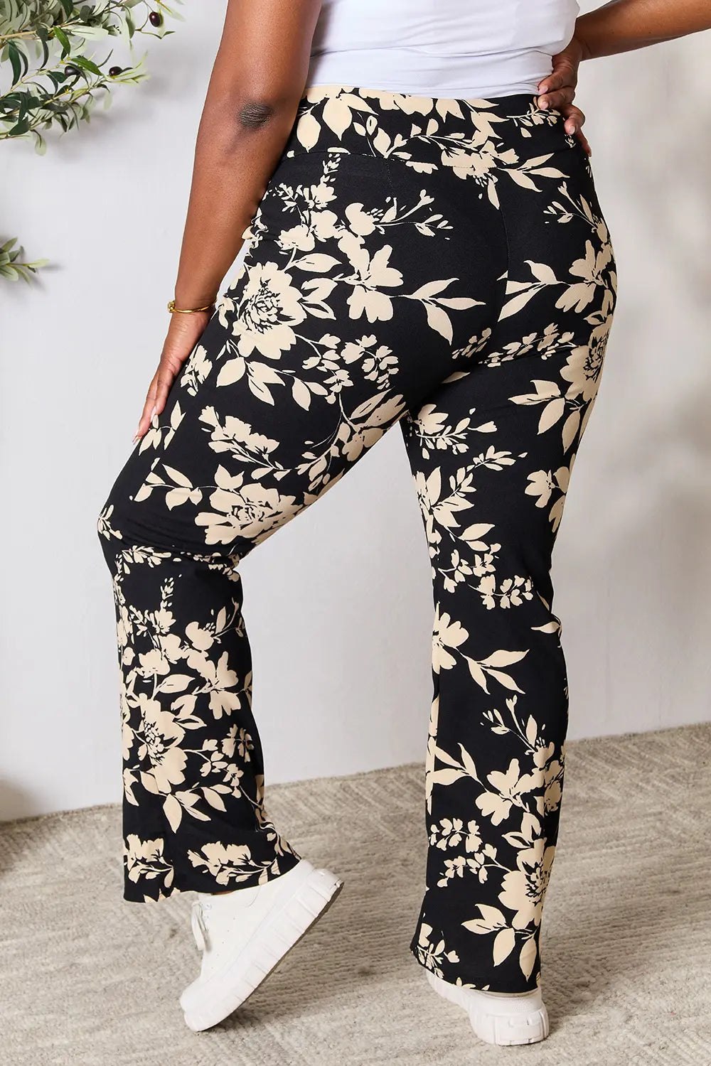 Heimish Full Size High Waist Floral Flare Pants Plus Size - Lilixa.store