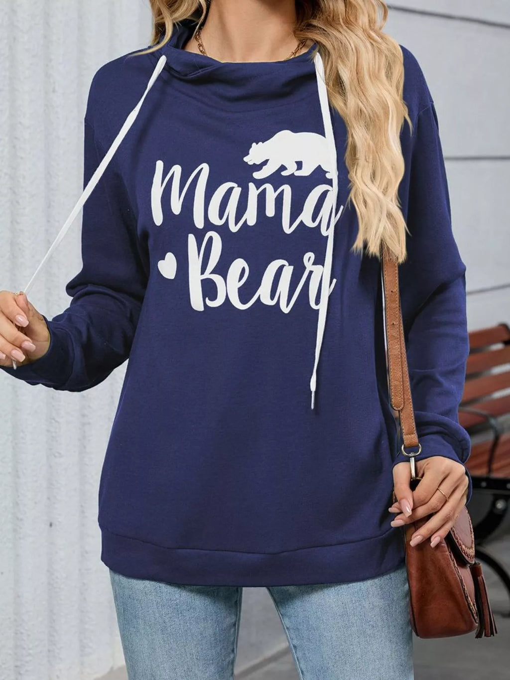 Contrast Letter Graphic Drawstring Long Sleeve Hoodie - Lilixa.store