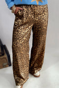 Multicolour Leopard Print Western Style Wide Leg Full Length Pants - Lilixa.store