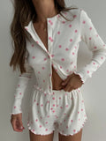 Floral Print Ribbed Knit Top and Shorts Lounge Set - Lilixa.store