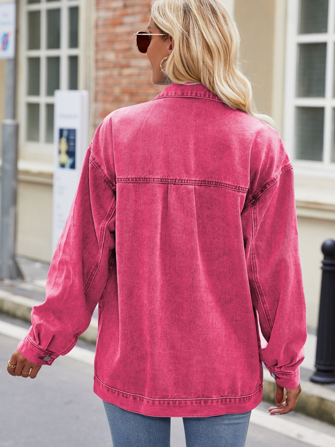 Button Up Denim Jacket with Pockets - Lilixa.store