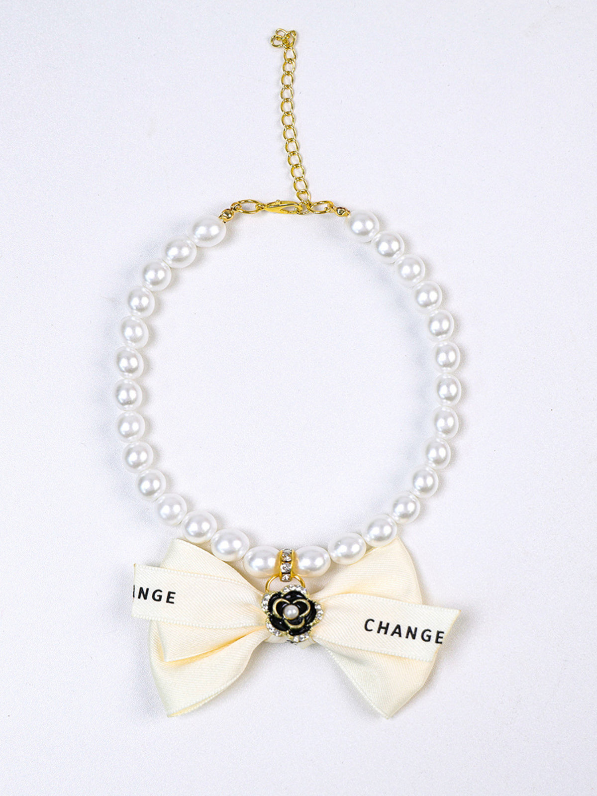 Pearl Bowknot Pet Necklace