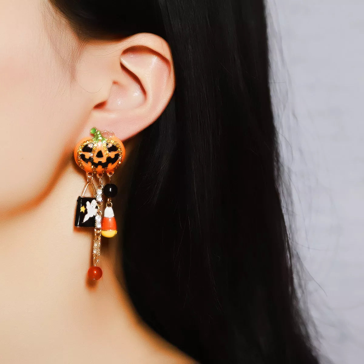 Halloween Pumpkin Ghost Dangle Earrings - Lilixa.store