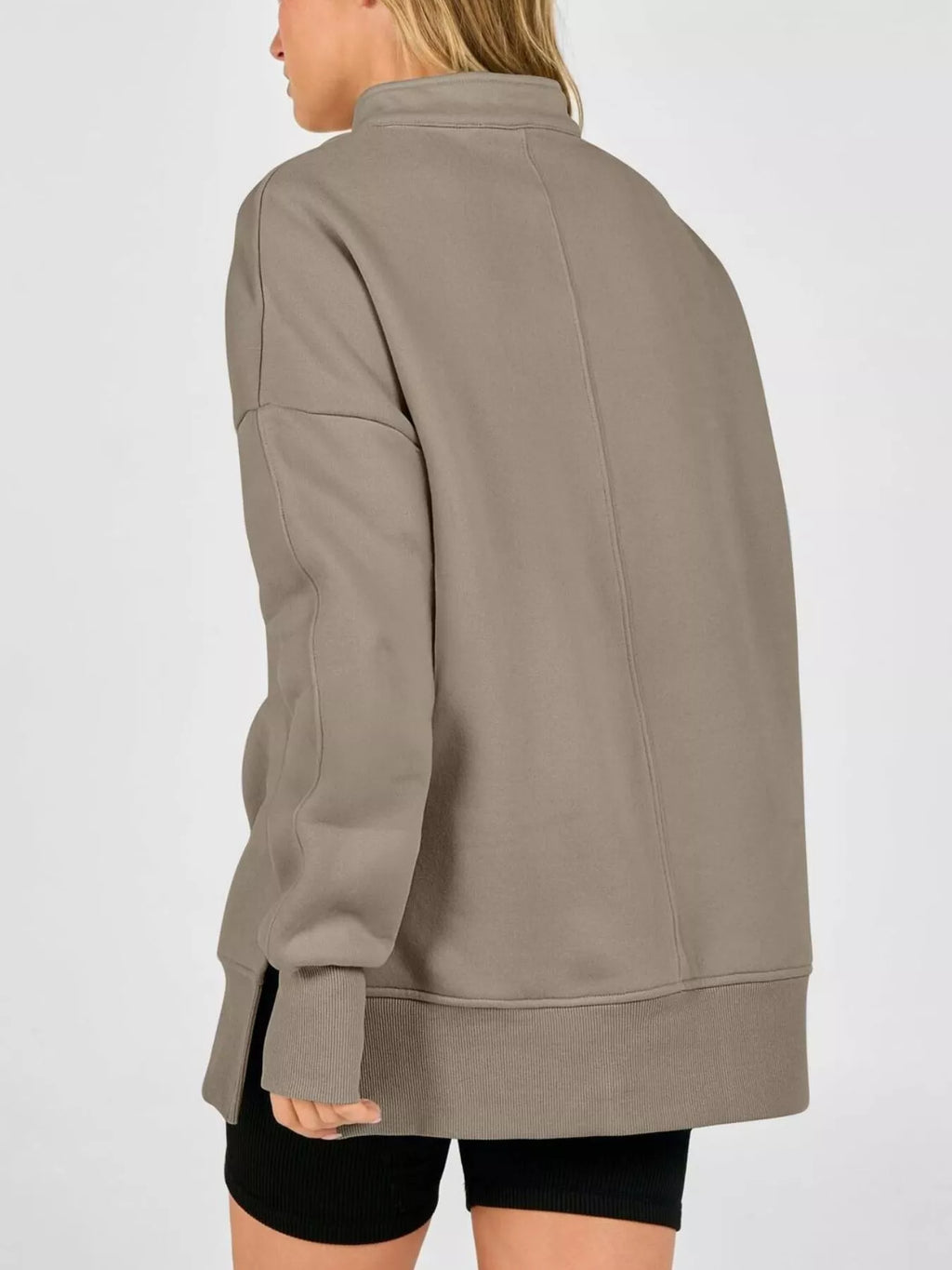 Quarter-Zip Dropped Shoulder Sweatshirt - Lilixa.store