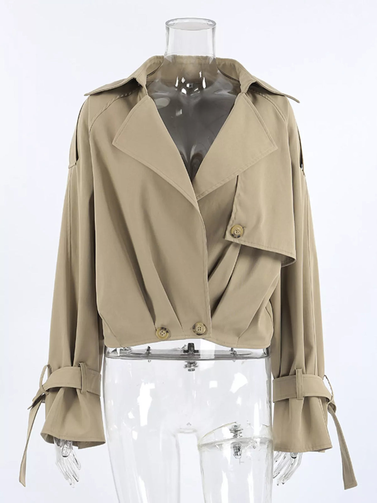 Wide Lapel Cropped Trench Coat
