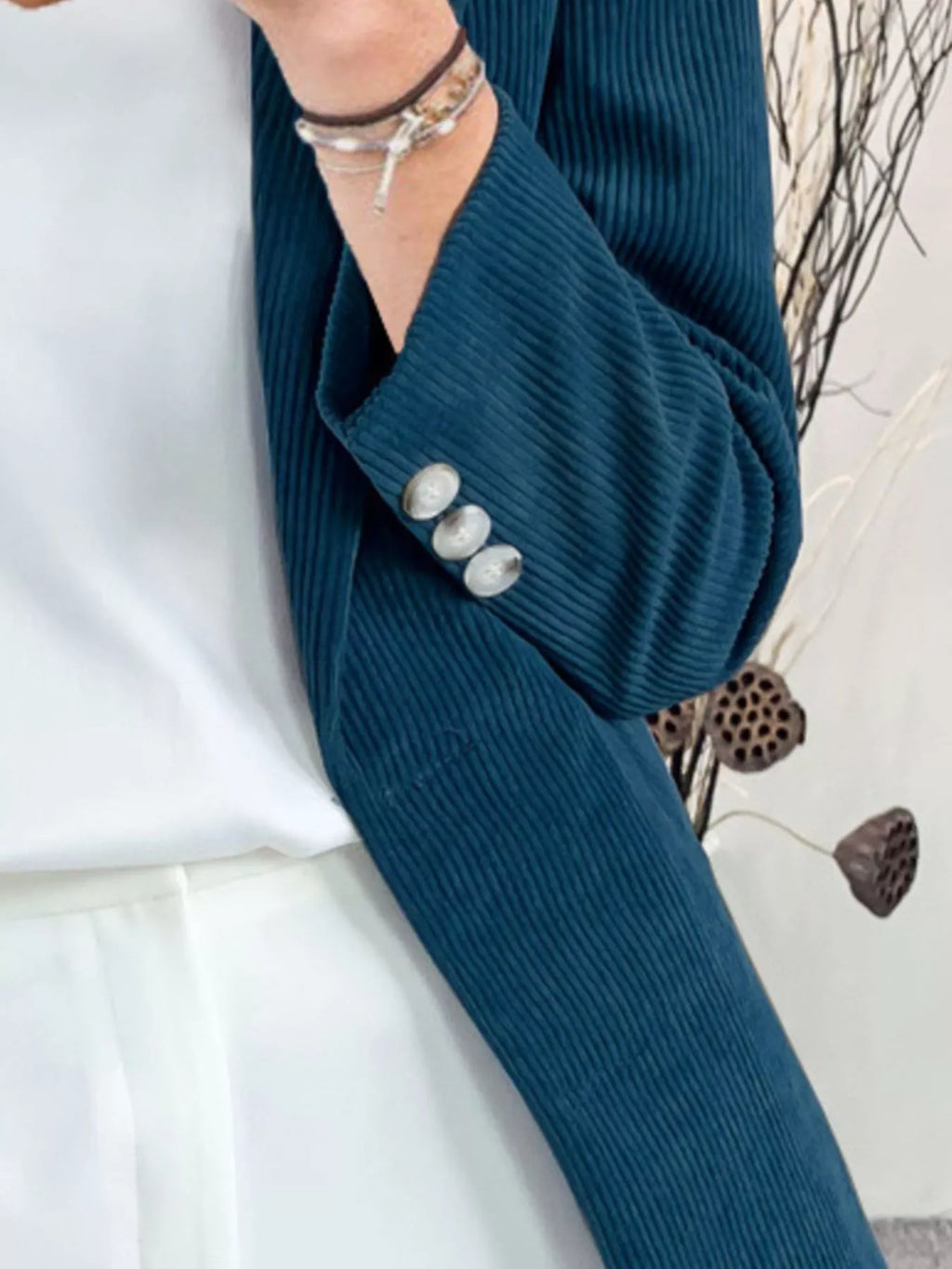 Corduroy Lapel Collar Casual Blazer - Lilixa.store