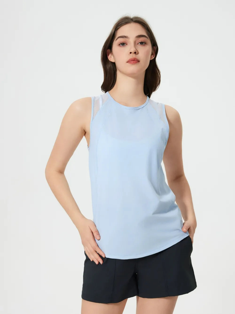 Millennia Cutout Back Round Neck Active Tank - Lilixa.store