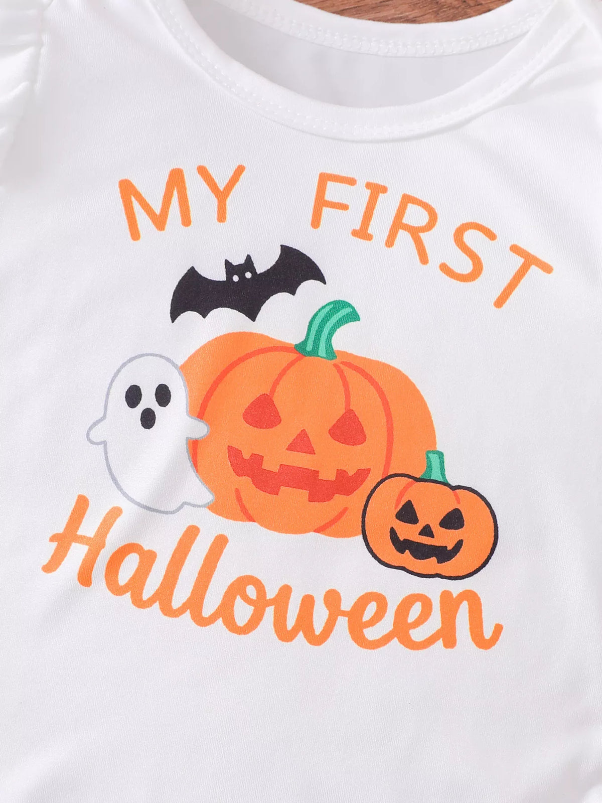 Children's Halloween Skull Print Long Sleeve Bodysuit and Pants Set with Bow Headband - Lilixa.store