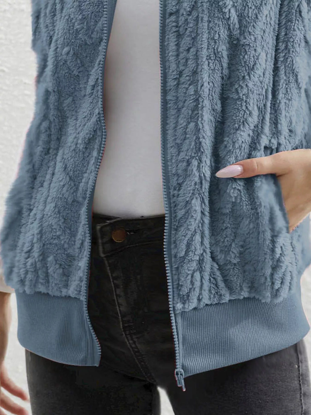 Full Size Cozy Faux Fur Zip-Up Vest Coat Plus Size - Lilixa.store