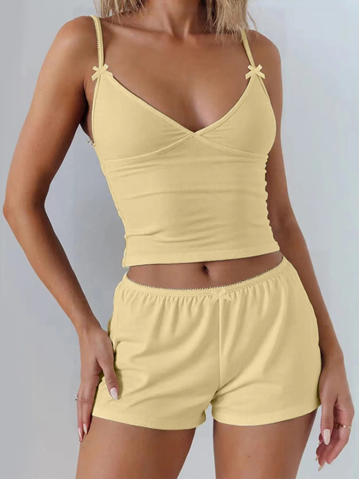 V-Neck Cami and Shorts Set - Lilixa.store