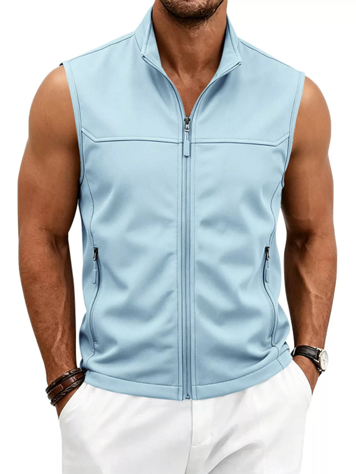 Men's Plus Size Zip Up Vest - Lilixa.store