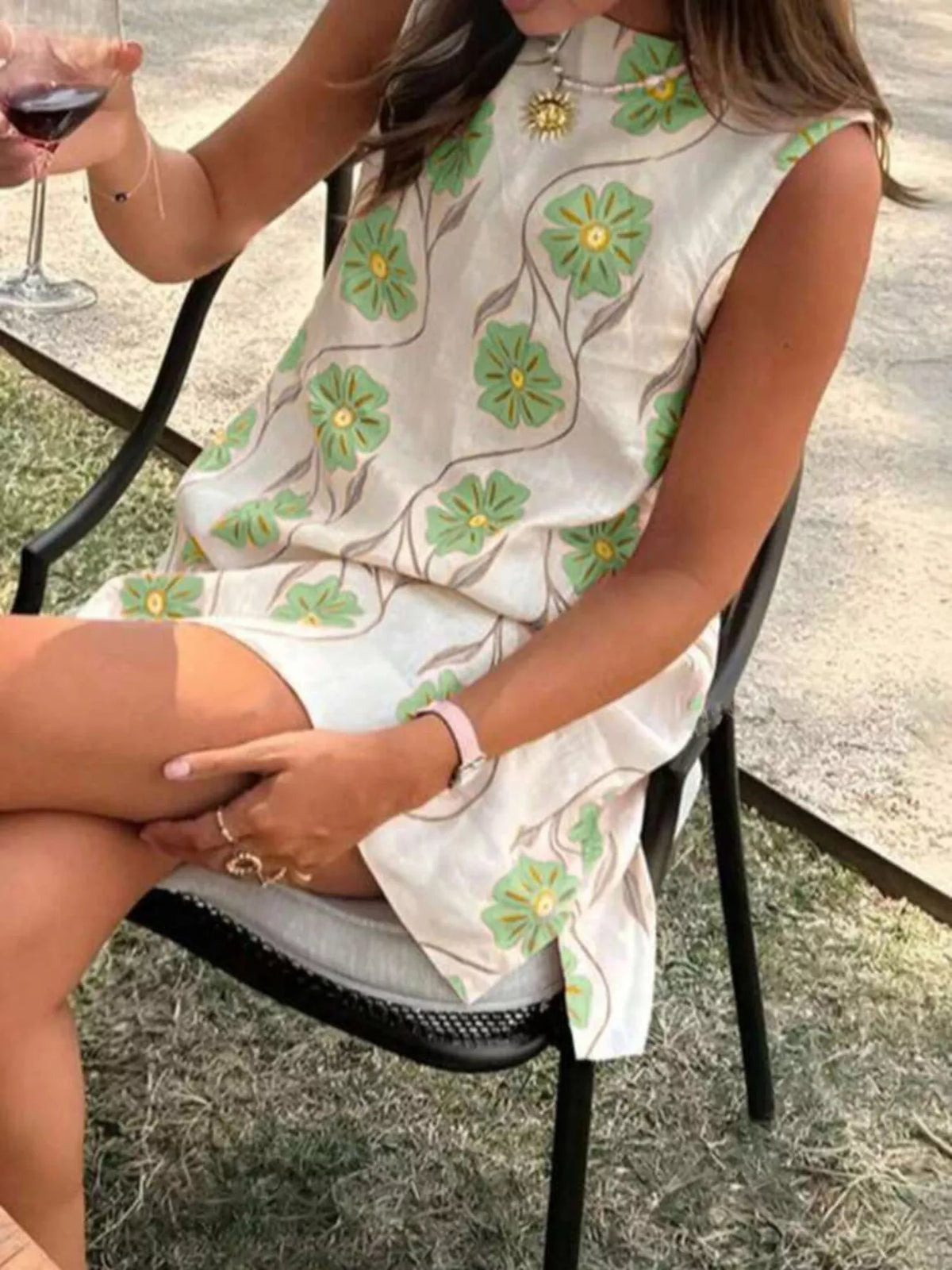 Floral Pattern Sleeveless Mini Dress - Lilixa.store