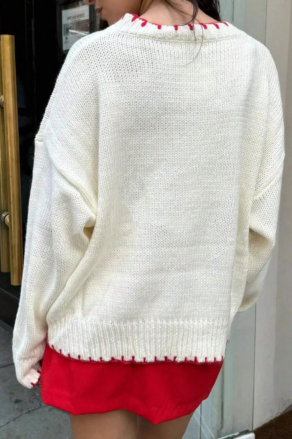 Bow Graphic Round Neck Long Sleeve Sweater - Lilixa.store