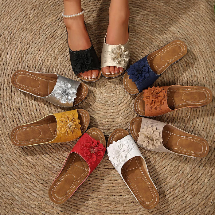 Bohemian Floral Embellished Comfortable Flat Sandals