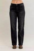 Judy Blue Mid Rise Straight Western Seam Detail Jeans - Lilixa.store