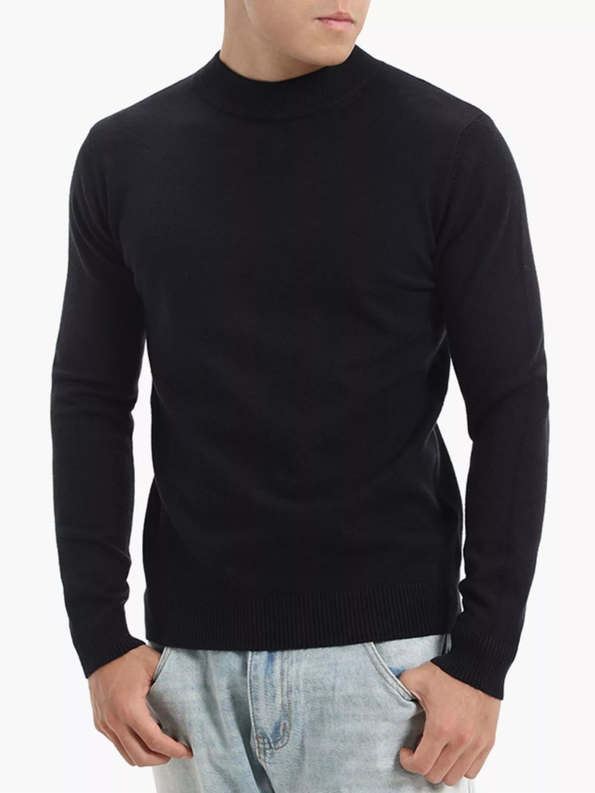 Men's Plus Size Slim-Fit Mock Neck Knit Top - Lilixa.store