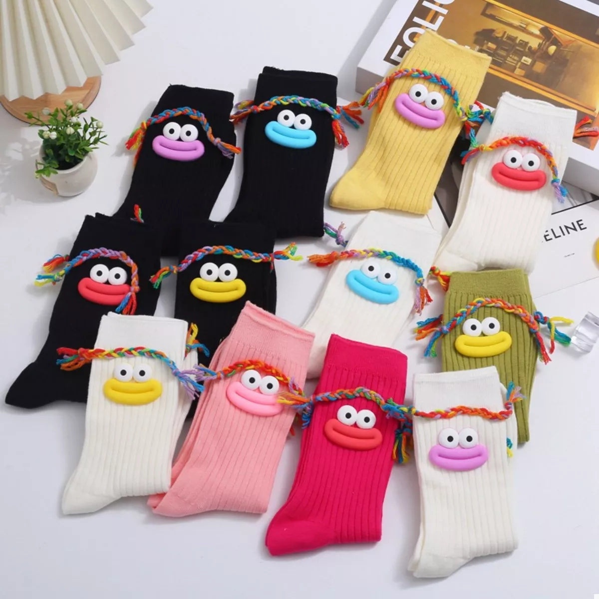 Cartoon Ribbed Knit Crew Socks - Lilixa.store