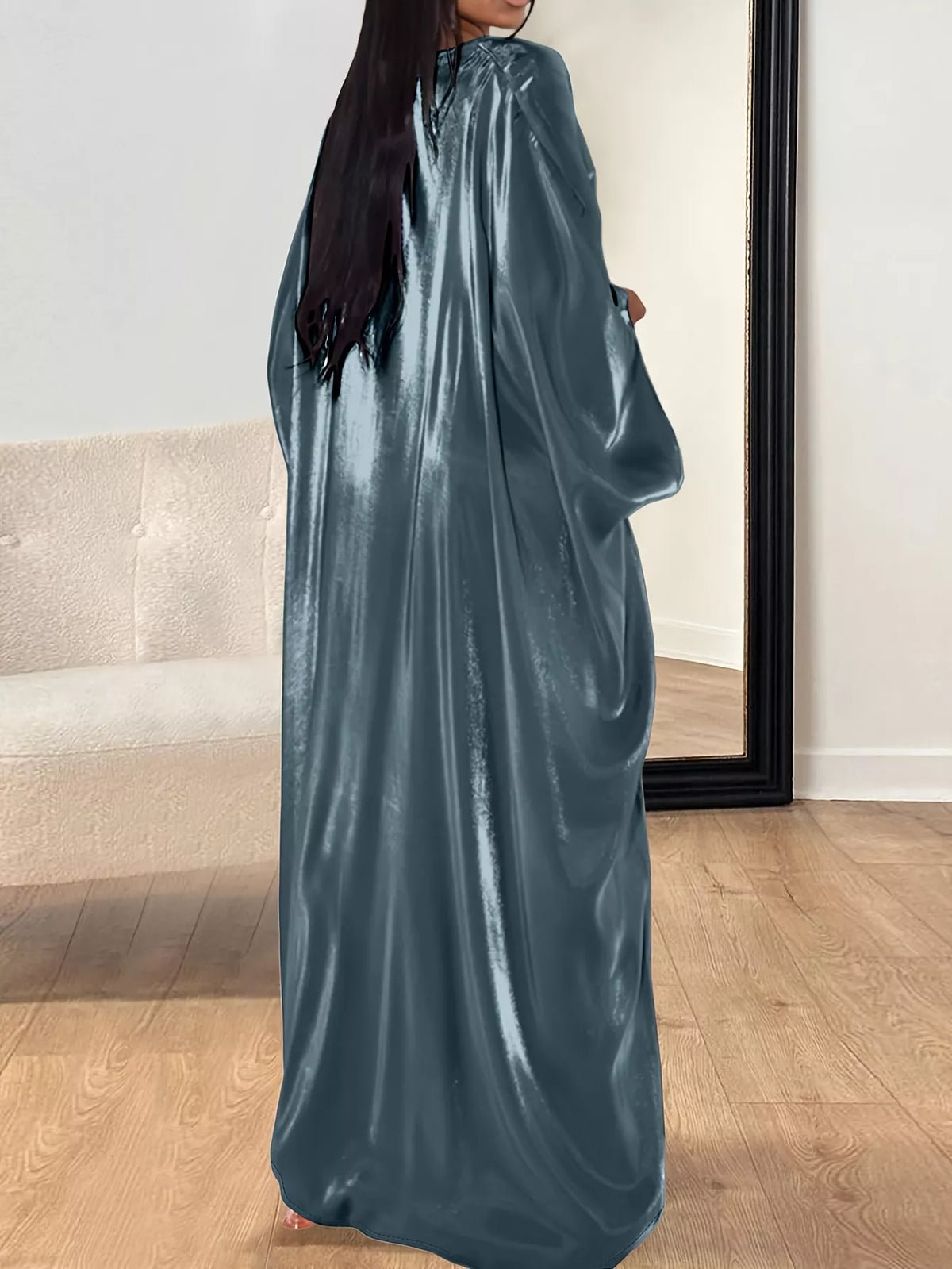 Round Neck Kimono Sleeve Maxi Dress - Lilixa.store