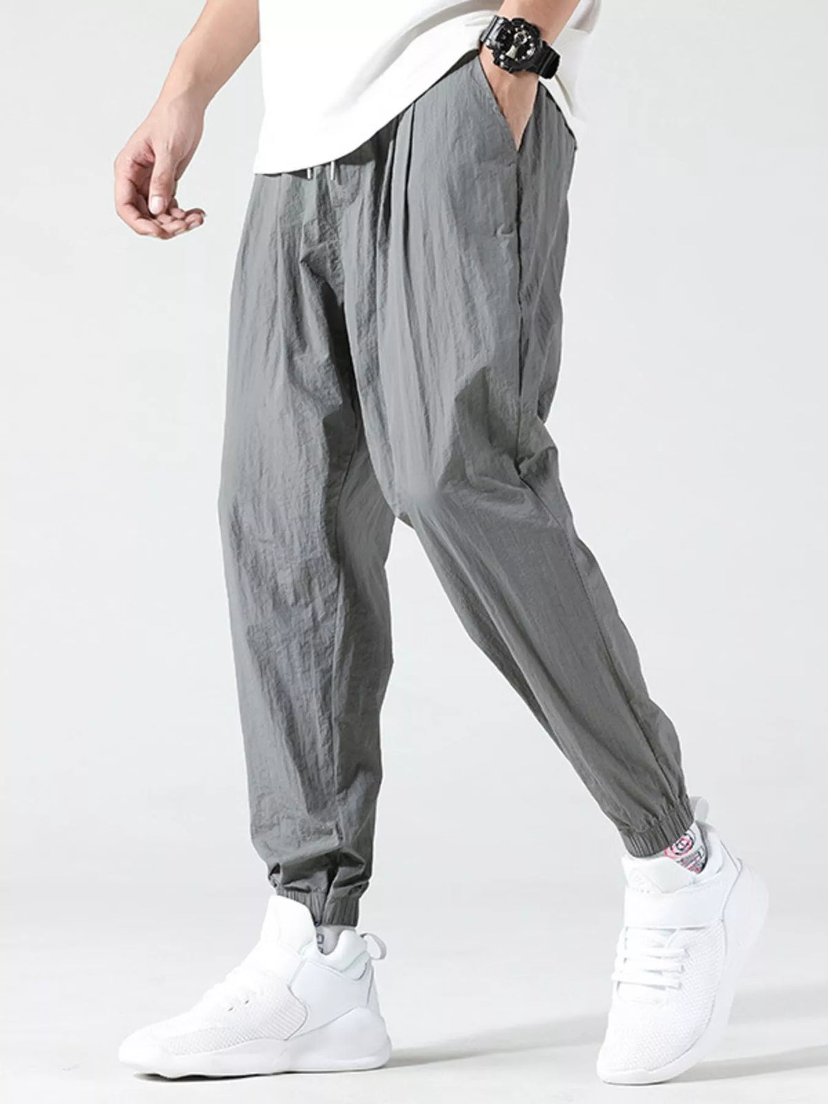 Men's Plus Size Drawstring Loose Fit Joggers, view 2