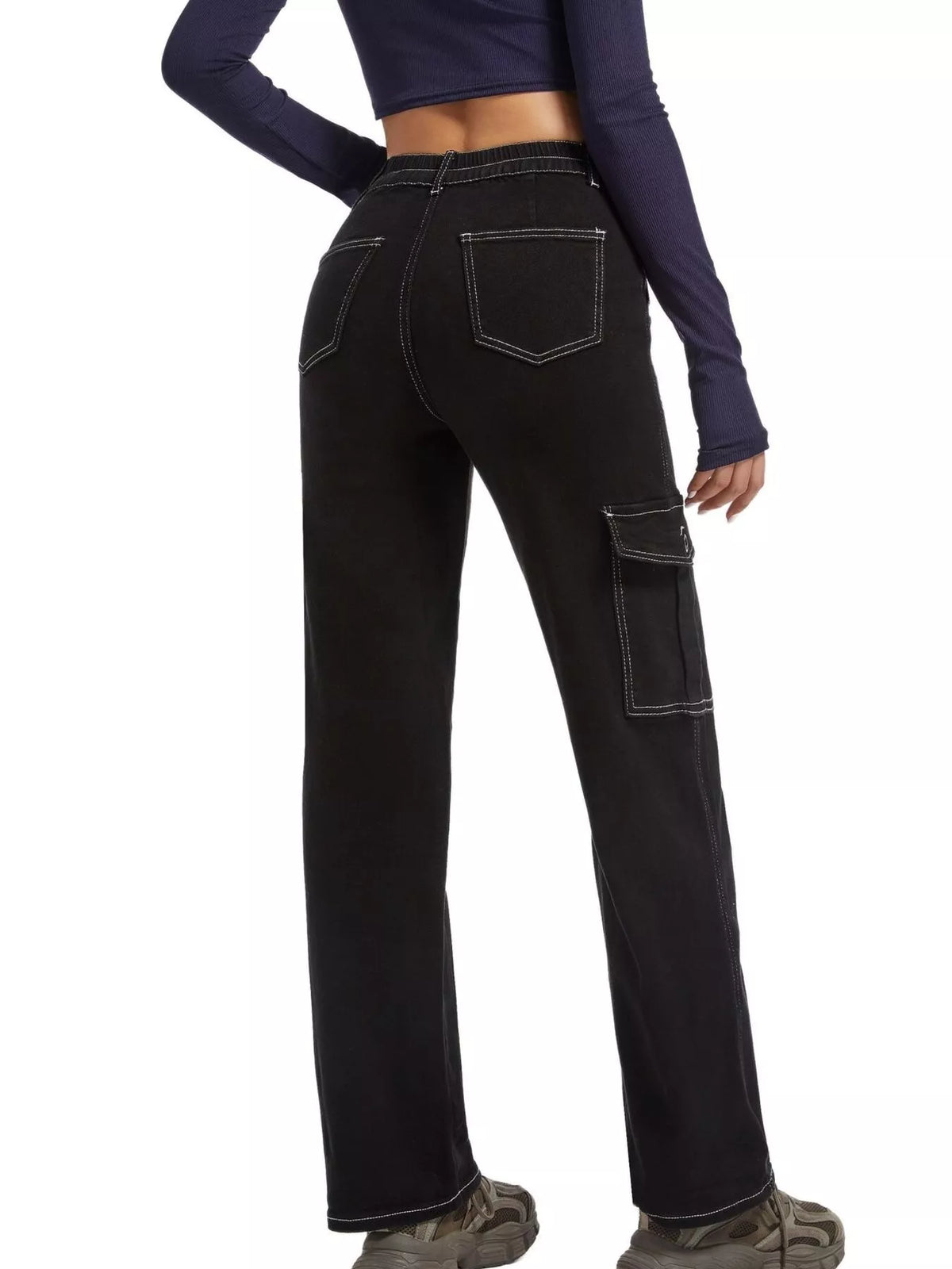 High-Waisted Cargo Jeans - Lilixa.store