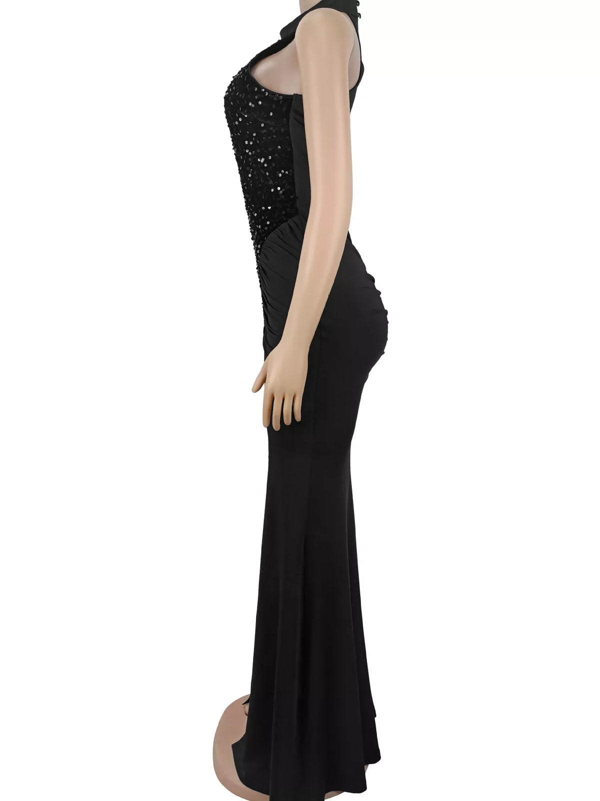 Sequin High Slit Sleeveless Maxi Dress, view 4