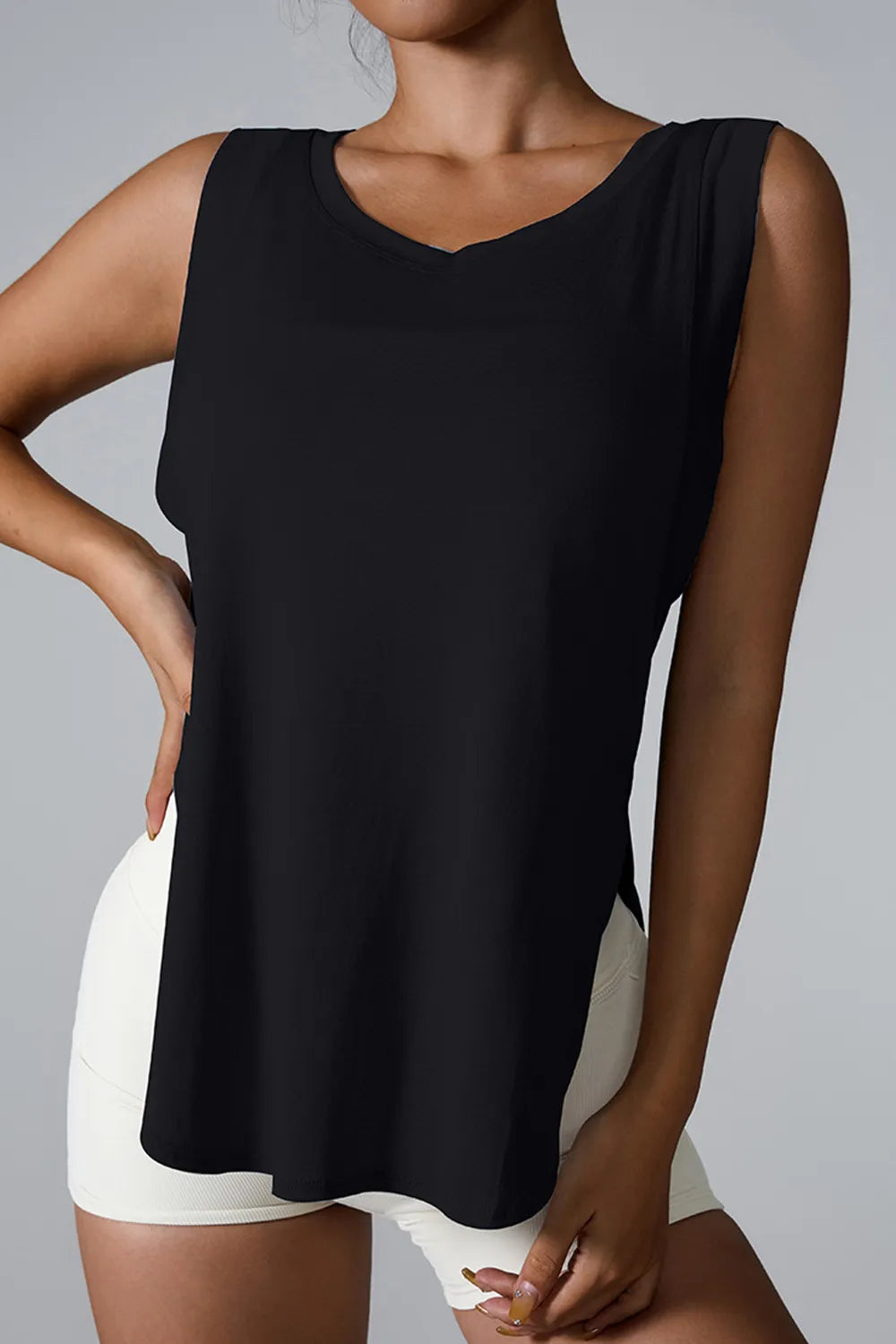 Slit Round Neck Active Tank - Lilixa.store