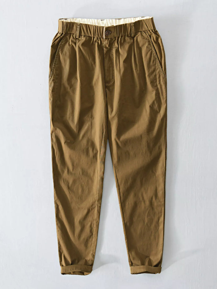 Men's Plus Size Casual Elastic Waist Pants in Coffee