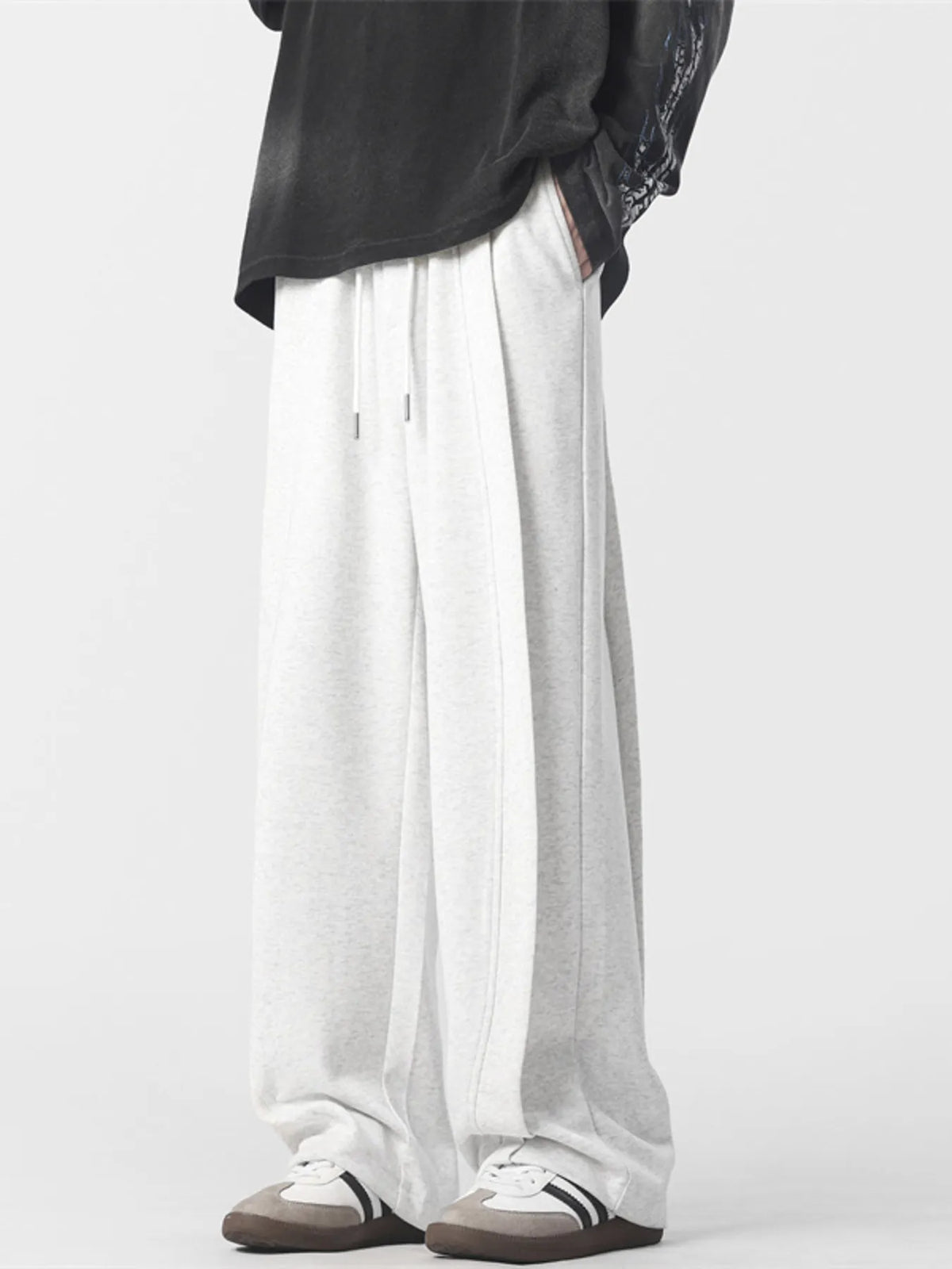 Men's Full Size Drawstring Wide Leg Pants Plus Size in White