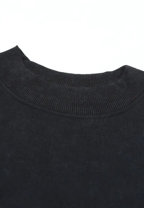 Mock Neck Dropped Shoulder Sweatshirt - Lilixa.store