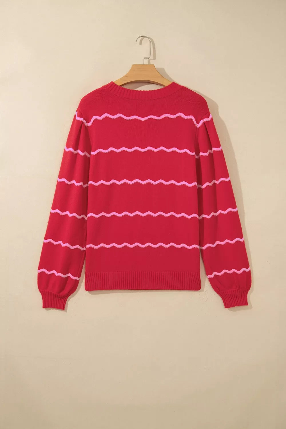 Striped Round Neck Long Sleeve Shift Pullover Sweater