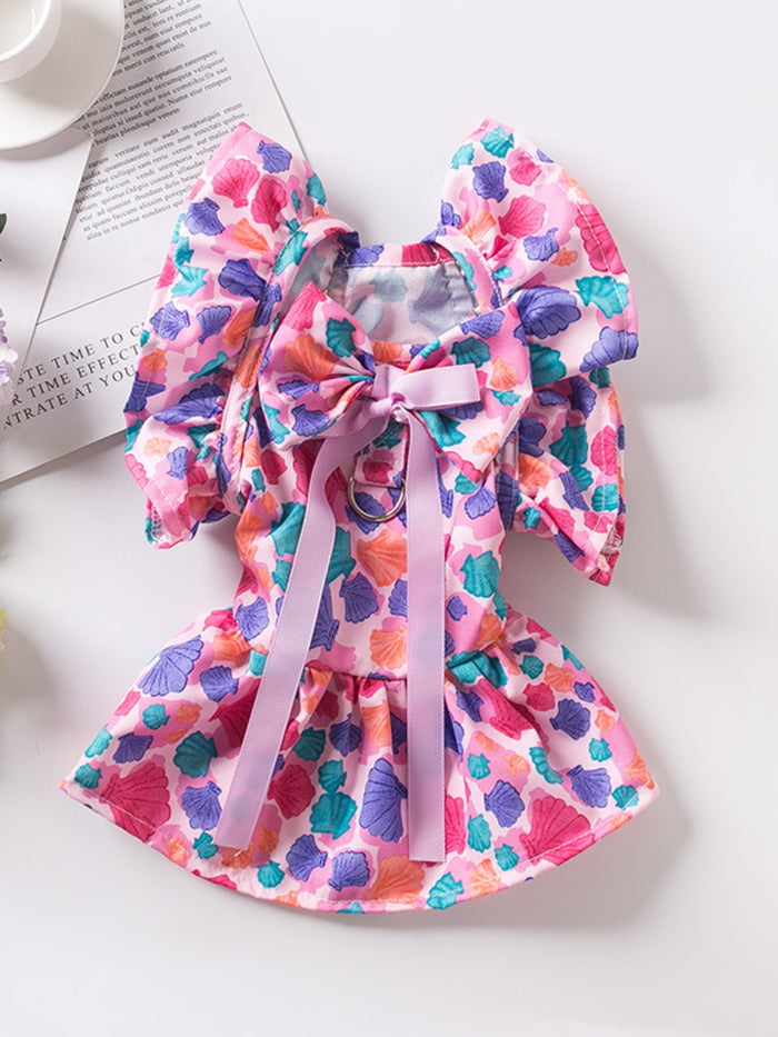 Floral Print Bow Decor Pet Dress - Lilixa.store