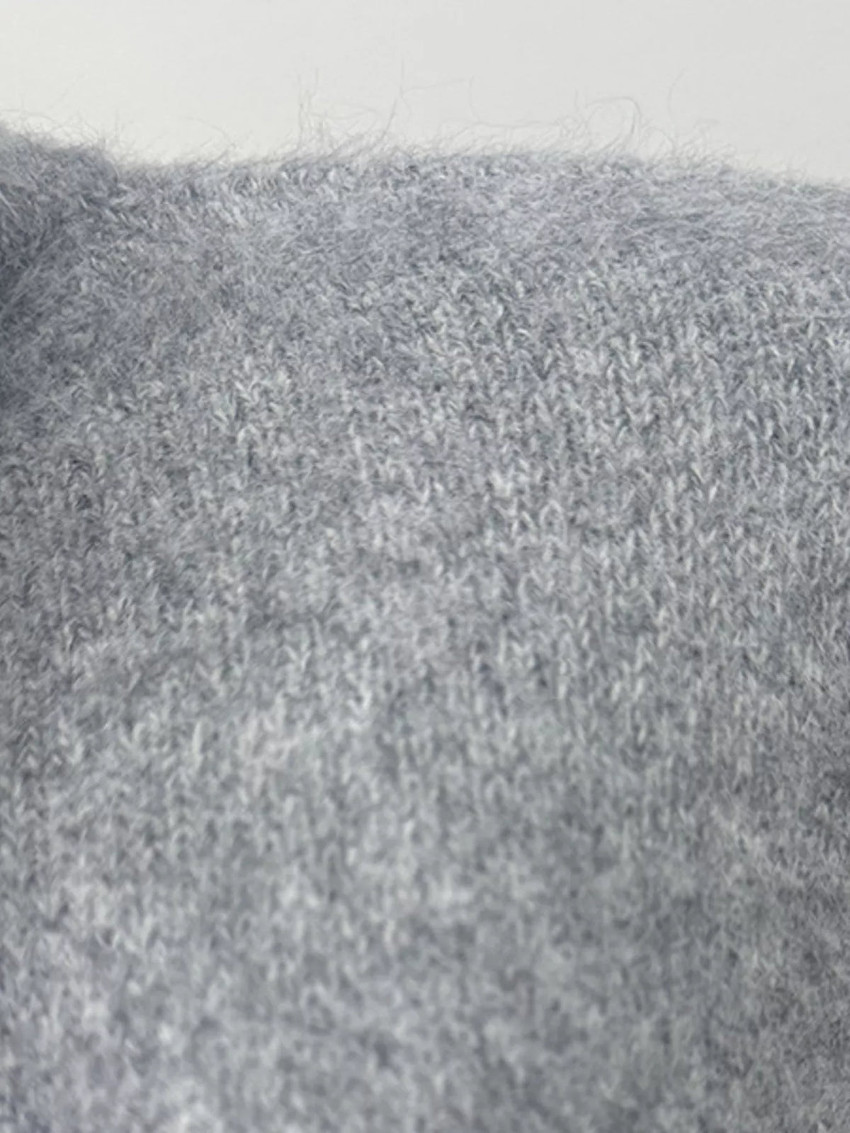 Mock Neck Button-Down Fuzzy Knit Cardigan, view 15