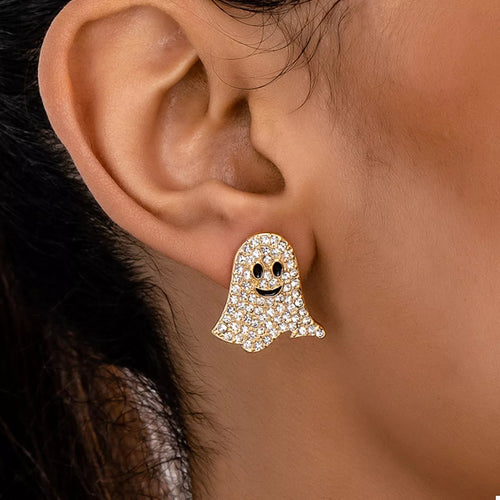 18K Gold-Plated Rhinestone Halloween Ghost Earrings - Lilixa.store